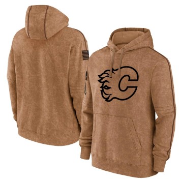Youth Calgary Flames 2023 Salute to Service Club Pullover Hoodie - Brown