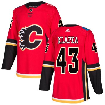 Authentic Adidas Men's Adam Klapka Calgary Flames Home Jersey - Red