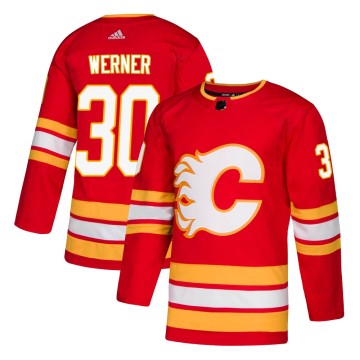 Authentic Adidas Men's Adam Werner Calgary Flames Alternate Jersey - Red