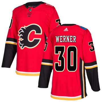 Authentic Adidas Men's Adam Werner Calgary Flames Home Jersey - Red