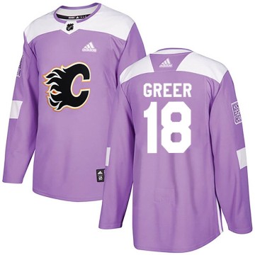Authentic Adidas Men's A.J. Greer Calgary Flames Fights Cancer Practice Jersey - Purple