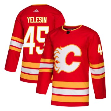 Authentic Adidas Men's Alexander Yelesin Calgary Flames Alternate Jersey - Red