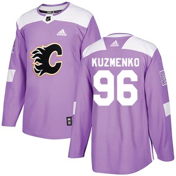 Authentic Adidas Men's Andrei Kuzmenko Calgary Flames Fights Cancer Practice Jersey - Purple