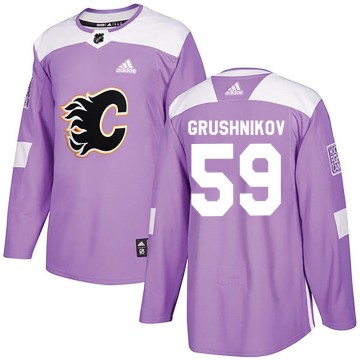 Authentic Adidas Men's Artem Grushnikov Calgary Flames Fights Cancer Practice Jersey - Purple