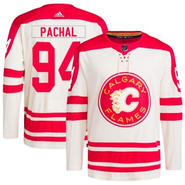 Authentic Adidas Men's Brayden Pachal Calgary Flames 2023 Heritage Classic Primegreen Jersey - Cream