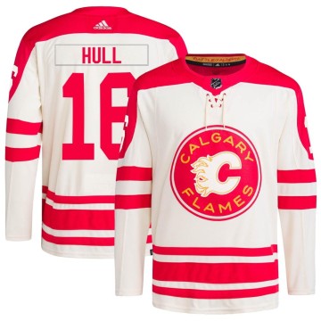 Authentic Adidas Men's Brett Hull Calgary Flames 2023 Heritage Classic Primegreen Jersey - Cream
