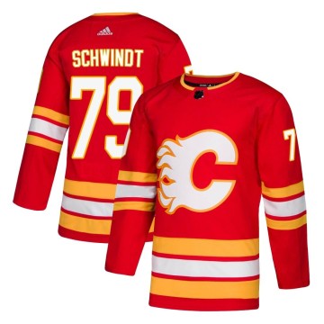Authentic Adidas Men's Cole Schwindt Calgary Flames Alternate Jersey - Red