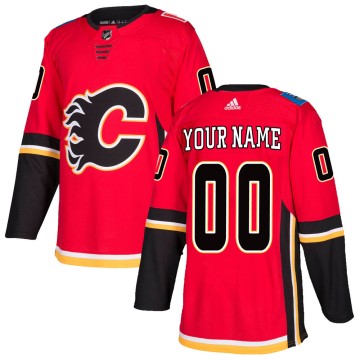 Authentic Adidas Men's Custom Calgary Flames Custom Home Jersey - Red