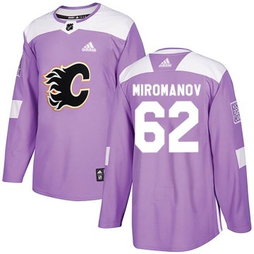 Authentic Adidas Men's Daniil Miromanov Calgary Flames Fights Cancer Practice Jersey - Purple