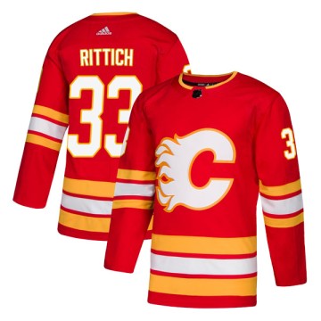 Authentic Adidas Men's David Rittich Calgary Flames Alternate Jersey - Red