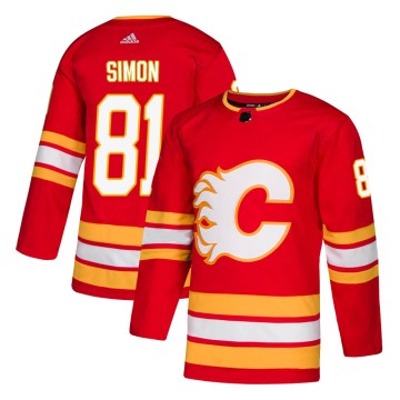 Authentic Adidas Men's Dominik Simon Calgary Flames Alternate Jersey - Red