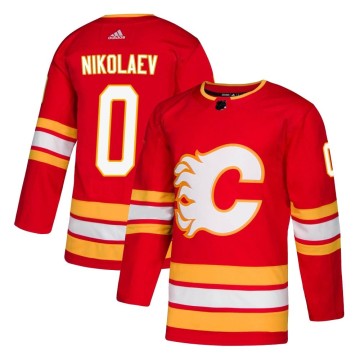 Authentic Adidas Men's Ilya Nikolaev Calgary Flames Alternate Jersey - Red