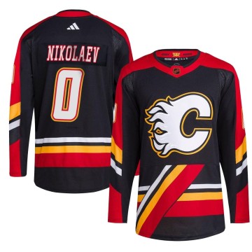 Authentic Adidas Men's Ilya Nikolaev Calgary Flames Reverse Retro 2.0 Jersey - Black