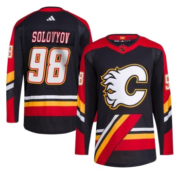 Authentic Adidas Men's Ilya Solovyov Calgary Flames Reverse Retro 2.0 Jersey - Black