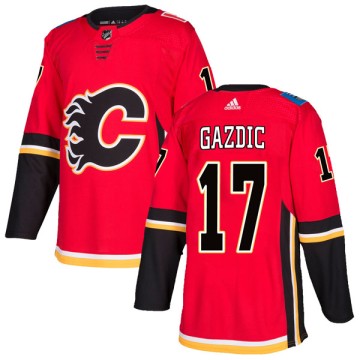 Authentic Adidas Men's Luke Gazdic Calgary Flames Home Jersey - Red
