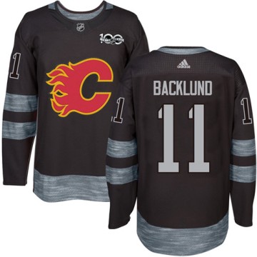 Authentic Adidas Men's Mikael Backlund Calgary Flames 1917-2017 100th Anniversary Jersey - Black