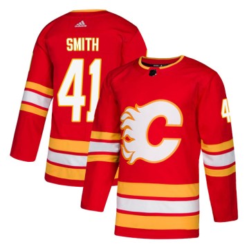 Authentic Adidas Men's Mike Smith Calgary Flames Alternate Jersey - Red