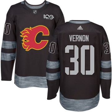 Authentic Adidas Men's Mike Vernon Calgary Flames 1917-2017 100th Anniversary Jersey - Black