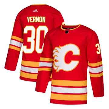 Authentic Adidas Men's Mike Vernon Calgary Flames Alternate Jersey - Red