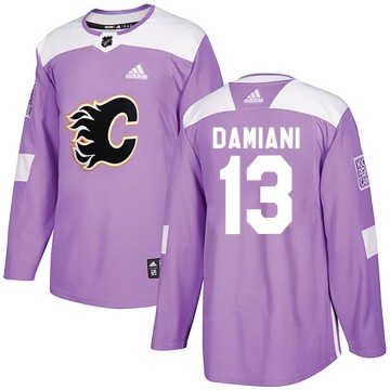 Authentic Adidas Men's Riley Damiani Calgary Flames Fights Cancer Practice Jersey - Purple