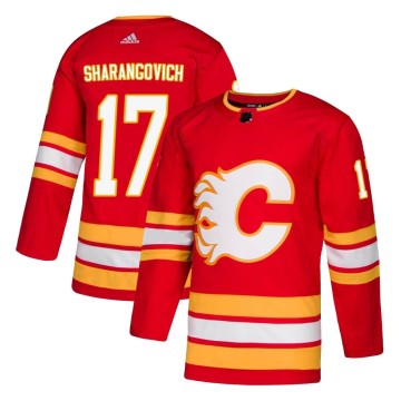 Authentic Adidas Men's Yegor Sharangovich Calgary Flames Alternate Jersey - Red