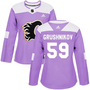 Authentic Adidas Women's Artem Grushnikov Calgary Flames Fights Cancer Practice Jersey - Purple