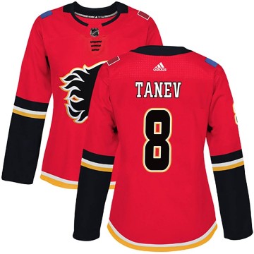 Authentic Adidas Women's Christopher Tanev Calgary Flames Home Jersey - Red