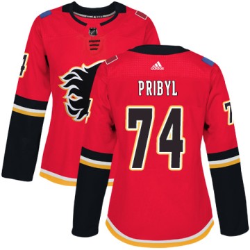 Authentic Adidas Women's Daniel Pribyl Calgary Flames Home Jersey - Red