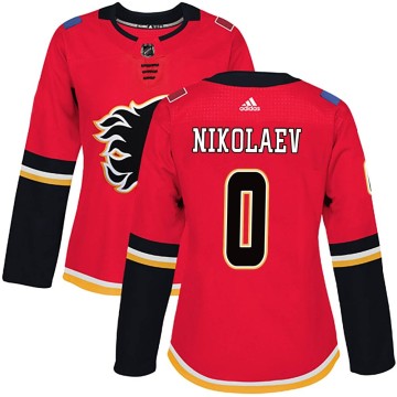Authentic Adidas Women's Ilya Nikolaev Calgary Flames Home Jersey - Red