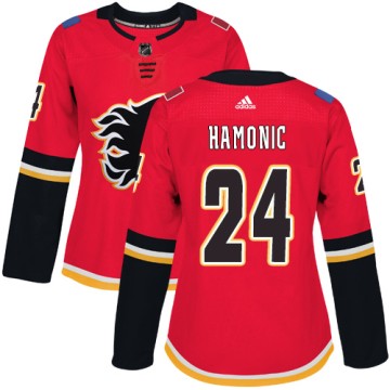 Authentic Adidas Women's Travis Hamonic Calgary Flames Home Jersey - Red