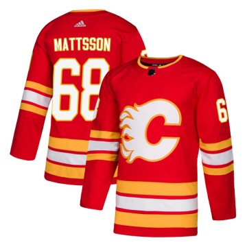 Authentic Adidas Youth Adam Ollas Mattsson Calgary Flames Alternate Jersey - Red