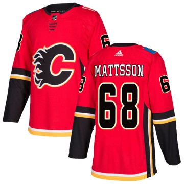 Authentic Adidas Youth Adam Ollas Mattsson Calgary Flames Home Jersey - Red