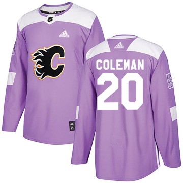 Authentic Adidas Youth Blake Coleman Calgary Flames Fights Cancer Practice Jersey - Purple