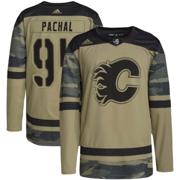 Authentic Adidas Youth Brayden Pachal Calgary Flames Military Appreciation Practice Jersey - Camo