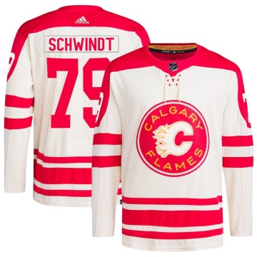 Authentic Adidas Youth Cole Schwindt Calgary Flames 2023 Heritage Classic Primegreen Jersey - Cream