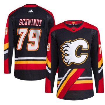 Authentic Adidas Youth Cole Schwindt Calgary Flames Reverse Retro 2.0 Jersey - Black