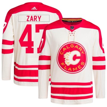 Authentic Adidas Youth Connor Zary Calgary Flames 2023 Heritage Classic Primegreen Jersey - Cream