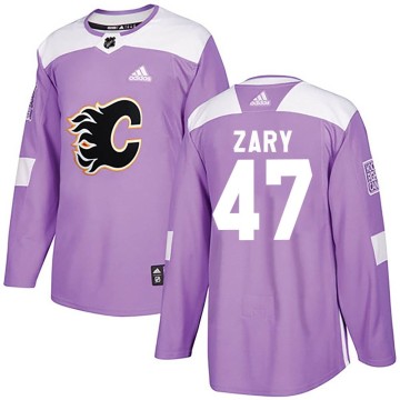 Authentic Adidas Youth Connor Zary Calgary Flames Fights Cancer Practice Jersey - Purple