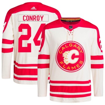 Authentic Adidas Youth Craig Conroy Calgary Flames 2023 Heritage Classic Primegreen Jersey - Cream