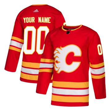 Authentic Adidas Youth Custom Calgary Flames Alternate Jersey - Red