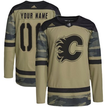 Authentic Adidas Youth Custom Calgary Flames Custom Military Appreciation Practice Jersey - Camo