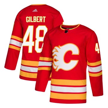 Authentic Adidas Youth Dennis Gilbert Calgary Flames Alternate Jersey - Red