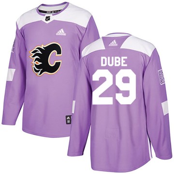 Authentic Adidas Youth Dillon Dube Calgary Flames Fights Cancer Practice Jersey - Purple