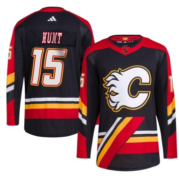 Authentic Adidas Youth Dryden Hunt Calgary Flames Reverse Retro 2.0 Jersey - Black