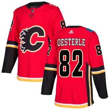 Authentic Adidas Youth Jordan Oesterle Calgary Flames Home Jersey - Red