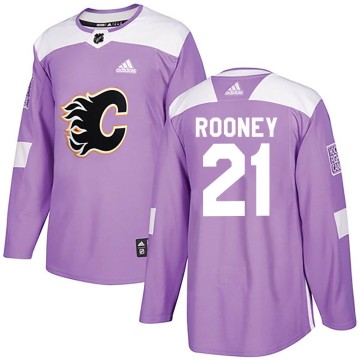 Authentic Adidas Youth Kevin Rooney Calgary Flames Fights Cancer Practice Jersey - Purple