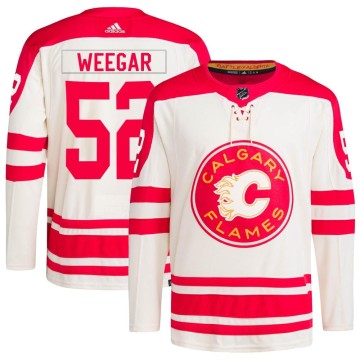 Authentic Adidas Youth MacKenzie Weegar Calgary Flames 2023 Heritage Classic Primegreen Jersey - Cream