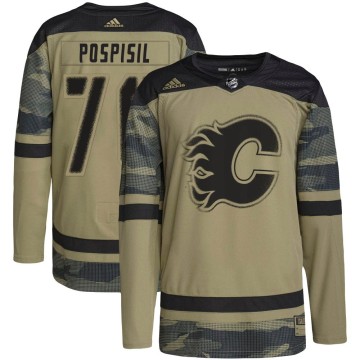 Authentic Adidas Youth Martin Pospisil Calgary Flames Military Appreciation Practice Jersey - Camo