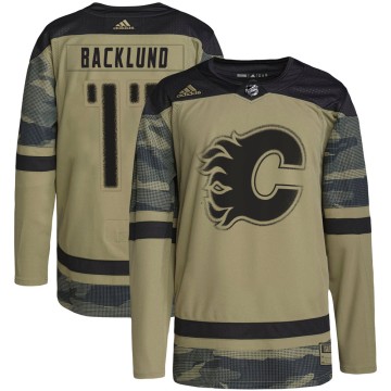 Authentic Adidas Youth Mikael Backlund Calgary Flames Military Appreciation Practice Jersey - Camo