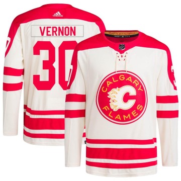 Authentic Adidas Youth Mike Vernon Calgary Flames 2023 Heritage Classic Primegreen Jersey - Cream